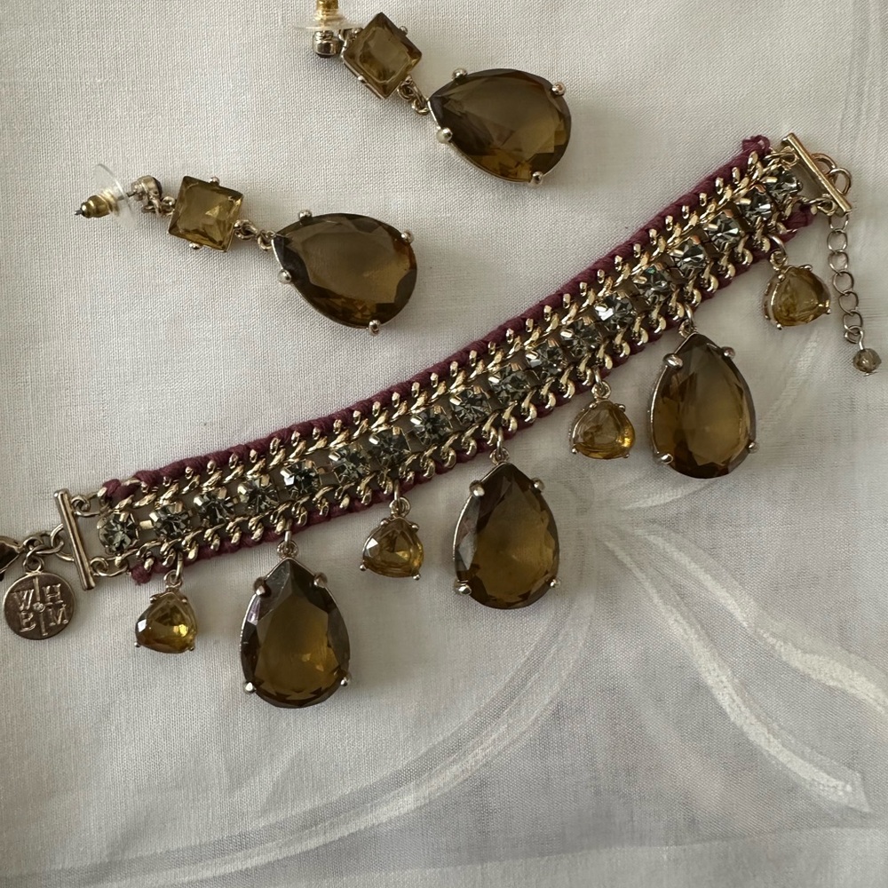 Topaz gold earrings and bracelet